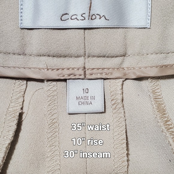 Caslon Trouser Dress Pants Womens 10 Beige Mid Rise Flat Front  35X30 Boot Cut - Picture 4 of 5
